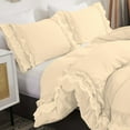 thumbnail image 2 of DNG Creations 5 Piece Double Ruffle Duvet Cover With Zipper Closure ( Solid Ivory ) All-Season 100% Egyptian Cotton, 800 Thread Count ( Oversized Queen - Size ), 2 of 6