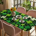 thumbnail image 3 of St. Patrick's Day Table Cloths for 5 Foot Rectangle Tables, Lucky Shamrocks Spring Leaves Plants Patio Waterproof Elastic Fitted Tablecloths, Washable Rectangular Table Cover for Camping, 3 of 8