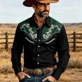 thumbnail image 2 of xfsWaSs Men's Western Cowboy Shirt Vintage Print Long Sleeve Shirts Slim Fit Casual Button Down Shirts Cowboy Blouses Festival Outfit Fashion Tops, 2 of 4