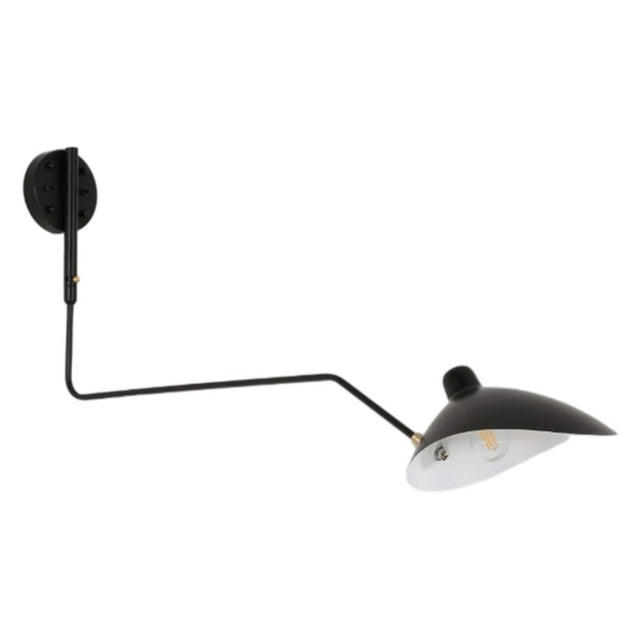Lampe de Lecture Moderne Support Mural Noir Bras Long Réglable Panneau Pivotant Lampe Murale