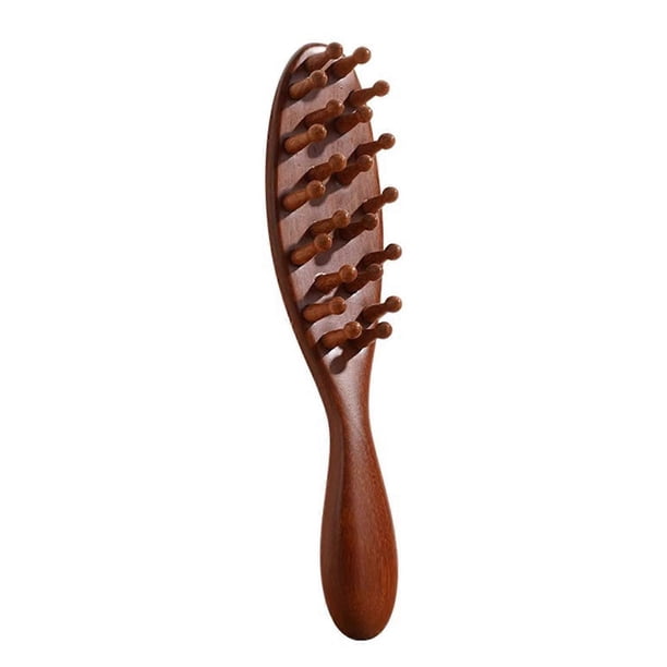 Handmade Sandalwood Wooden Hair Comb with Ergonomic Long Handle for Scalp Massage and Hair Growth