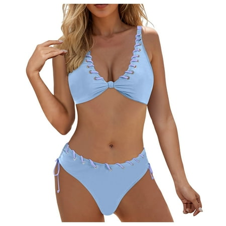 Women High Waisted Bikini Set:Women s Bikini Sets Cheeky Two Piece Swimsuits Triangle Top High Cut Bathing Suit Sexy Swimwear S-2XL