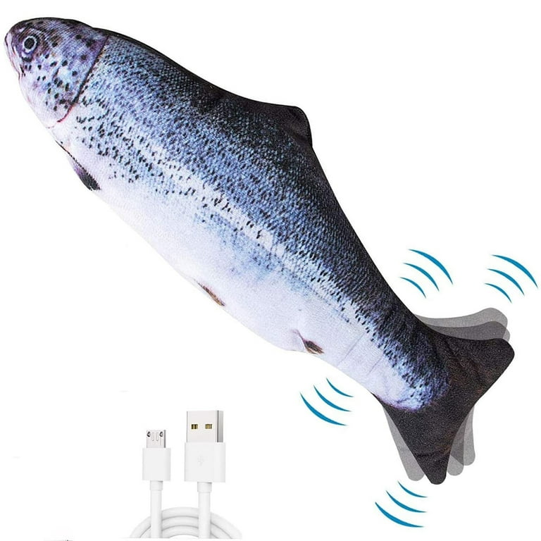 Electric USB Rechargeable Dancing Fish Kicker Cat Toy Waggling Realistic  Moves