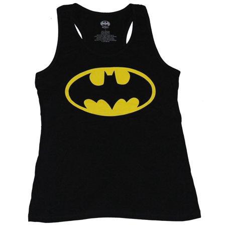 Batman (DC Comcs) Girls Juniors Tank Top - Simple Oval Logo (Medium)