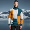 thumbnail image 5 of Men's Turtleneck Color Block Cable Knit Sweater Long Sleeve Pullover Top, 5 of 6