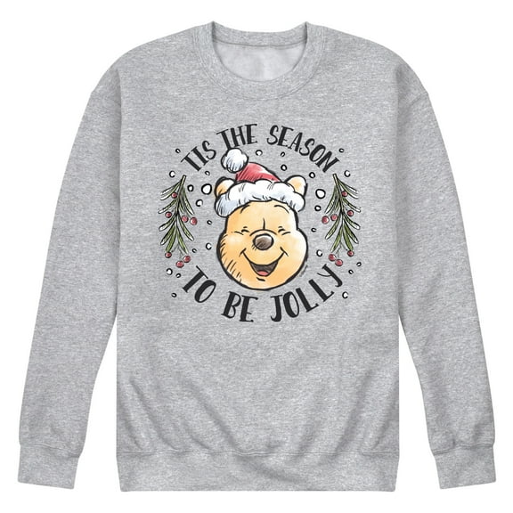 Disney Winnie The Pooh - Tis The Season To Be Jolly - Men's Crew Neck Fleece Pullover