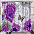 thumbnail image 1 of Colorful Agate Design Shower Curtain with Pink Butterfly - Modern Bathroom Decor, 1 of 5