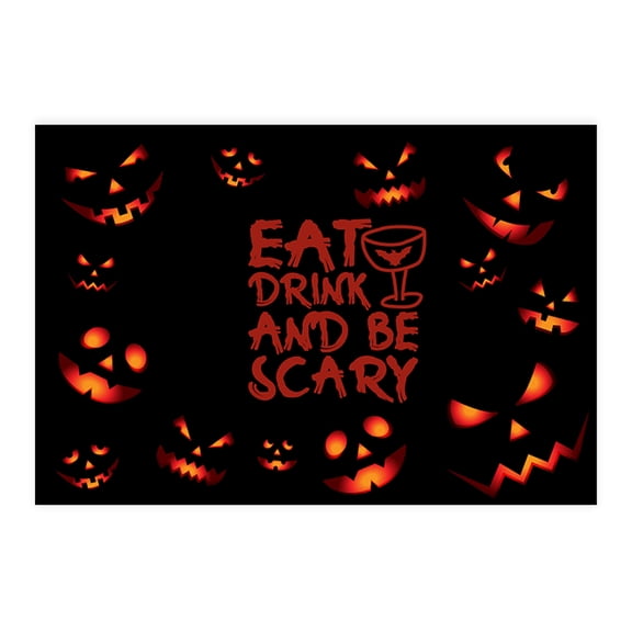 Koyal Wholesale Halloween Placemats, Glowing Ghouls Eat Drink And Be Scary, Disposable Cardstock Paper Table Mats, 8-Pk