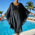 thumbnail image 2 of Women's Openwork Patterned Multi-Colored Resort Cover-Up Tops Shirts Tunics Hollow Out Mesh Sheer Beach Vacation Casual Daily Wear Fashion Essential Gift for Women | CSEONE,Black Free Size, 2 of 9
