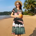 thumbnail image 4 of Balery Black Cat Pink Bathroom Vestidos sueltos de manga corta para mujer, vestidos de verano 2025, vestidos casuales de corte A con vuelo., 4 of 6