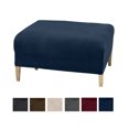 thumbnail image 2 of Great Bay Home 1-Piece Velvet Plush Solid Ottoman Stretch Slipcover, Dark Denim Blue, 2 of 3