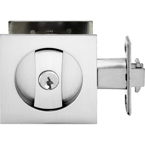 Pocket Door Lock with Key,Privacy Door Hardware Suitable for Bathroom Bedroom etc Recessed 2 Sided, 2 3/8" Backset, Invisible Hardware for 1 3/8” to 2 3/16” Thickness Door (Sliver) Sliver Sliver