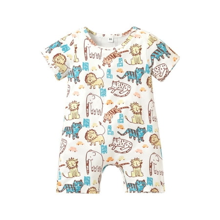 

Calsunbaby Infants Baby Girl Boy Romper Newborn Adorable Print Short Sleeve Crew Neck Newborn Jumpsuit Infant Summer Streetwear