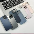 thumbnail image 7 of Electroplated Matte Acrylic Tempered Glass Case for iPhone 16 15 14 13 12 11 Pro Max, Ultra-Thin Frosted Acrylic Phone Cover, Titanium Metal Original Color Phone Case, 7 of 7