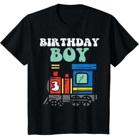 Exquisite and comfortable-Kids Birthday Boy Steam Locomotive Train 3 Cute 3rd Birthday Boys T-Shirt