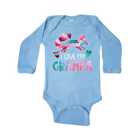 

Inktastic I Love My Grampa Pink and Blue Fox with Hearts Gift Baby Boy or Baby Girl Long Sleeve Bodysuit