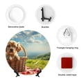 thumbnail image 4 of Picia Adorable Puppy Basket Pattern Bone China Decorative Plate – Wall Decor with Stand and Adhesive, Elegant Ornament for Living Room, Office, or Entryway-8in, 4 of 6