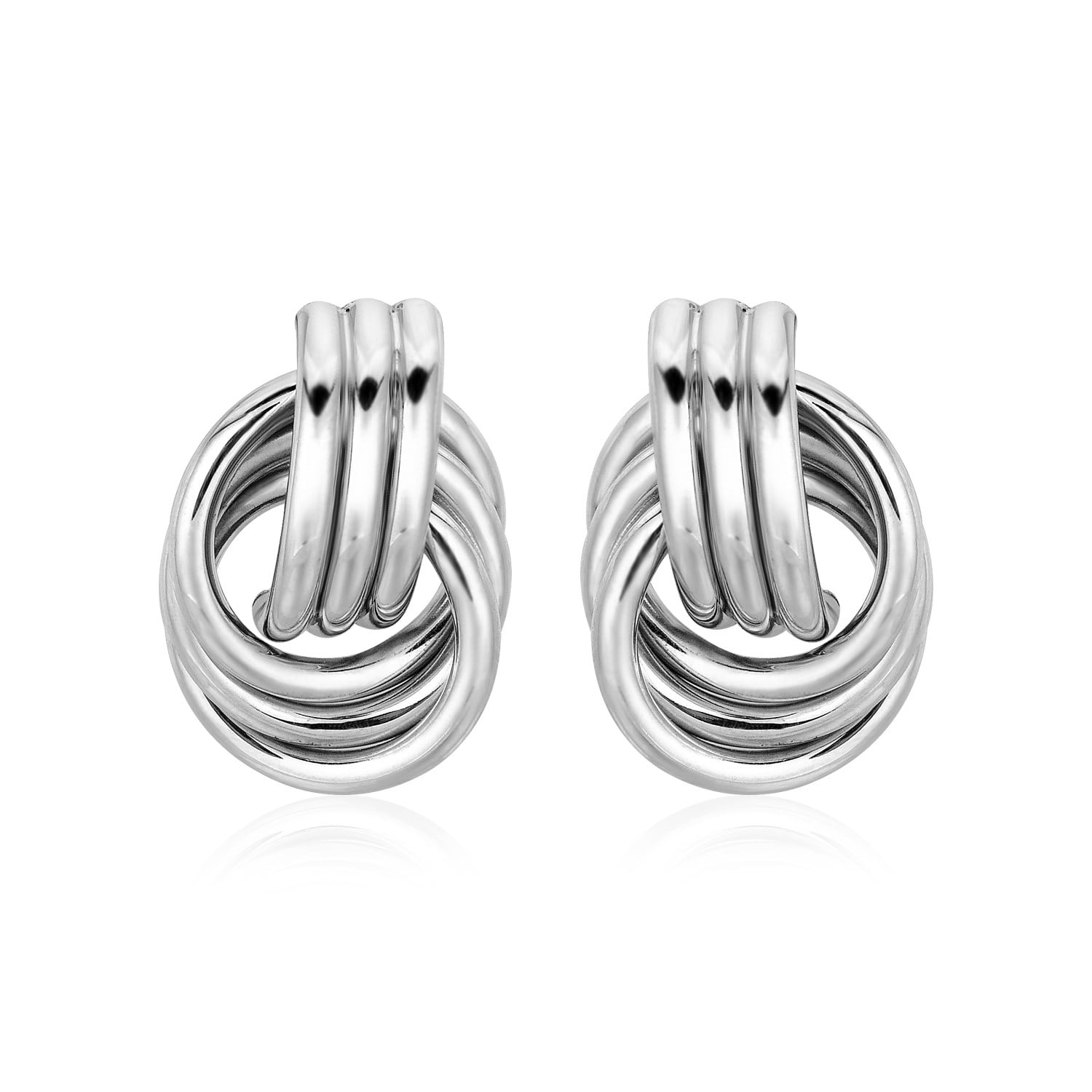 Genuine White Diamond Accent 925 Sterling Silver 18K Knot Earrings 