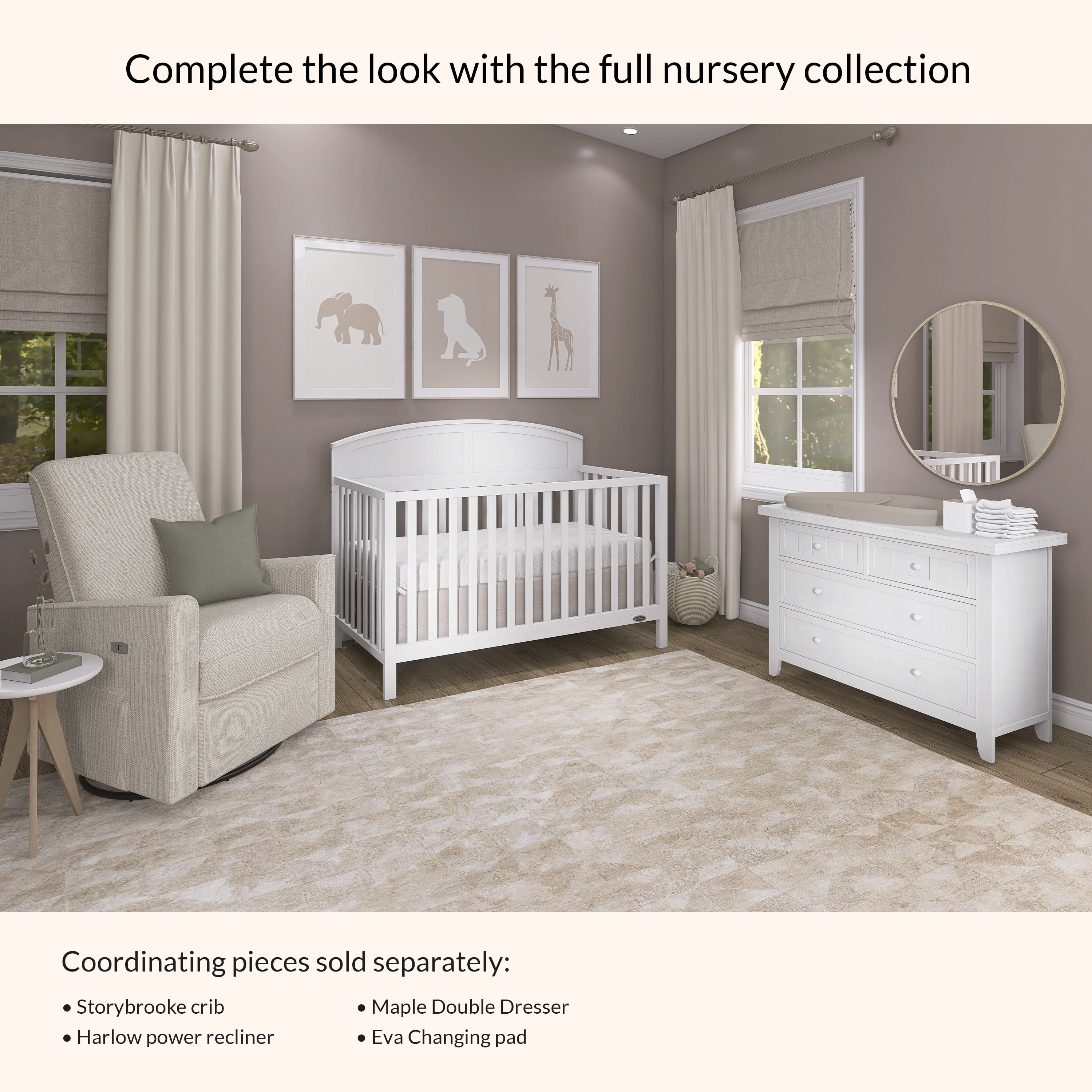 Dream On Me Storybrooke 5 in 1 Convertible Crib, White
