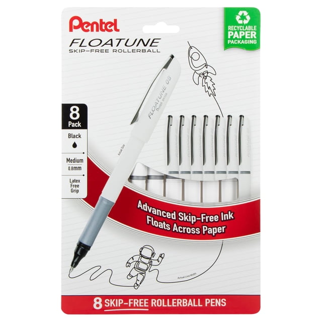 Bolígrafo Pentel Floatune, 0,8 mm, punta mediana, tinta negra