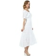 thumbnail image 3 of Sakkas Cotton Crepe Smocked Peasant Gypsy Boho Renaissance Mid Length Dress - White - One Size, 3 of 4