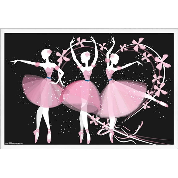 Dancing Ballerinas Wall Poster, 22.375" x 34", Framed