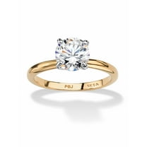 PalmBeach Jewelry Round Cubic Zirconia Engagement Ring 2.00ct t.w, 18K Gold-Plated