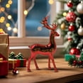 thumbnail image 5 of 2Pcs Red Christmas Reindeer Figurines, Standing & Lying Elk Statue Set, Shiny Electroplated Deer Sculpture for Tabletop, Mantel, Xmas Holiday Home Decor Ornament, 5 of 9