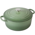 thumbnail image 2 of Olla holandesa de hierro fundido esmaltado con tapa, 5.5 cuartos, para hornear pan y cocinar, color verde pistacho, 2 of 5
