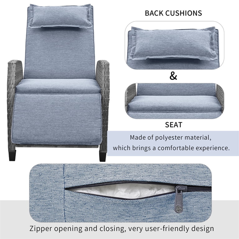 2-Person Outdoor Rattan Recliner Chair Set With Coffee Table – Adjustable, Durable & Super Comfy
