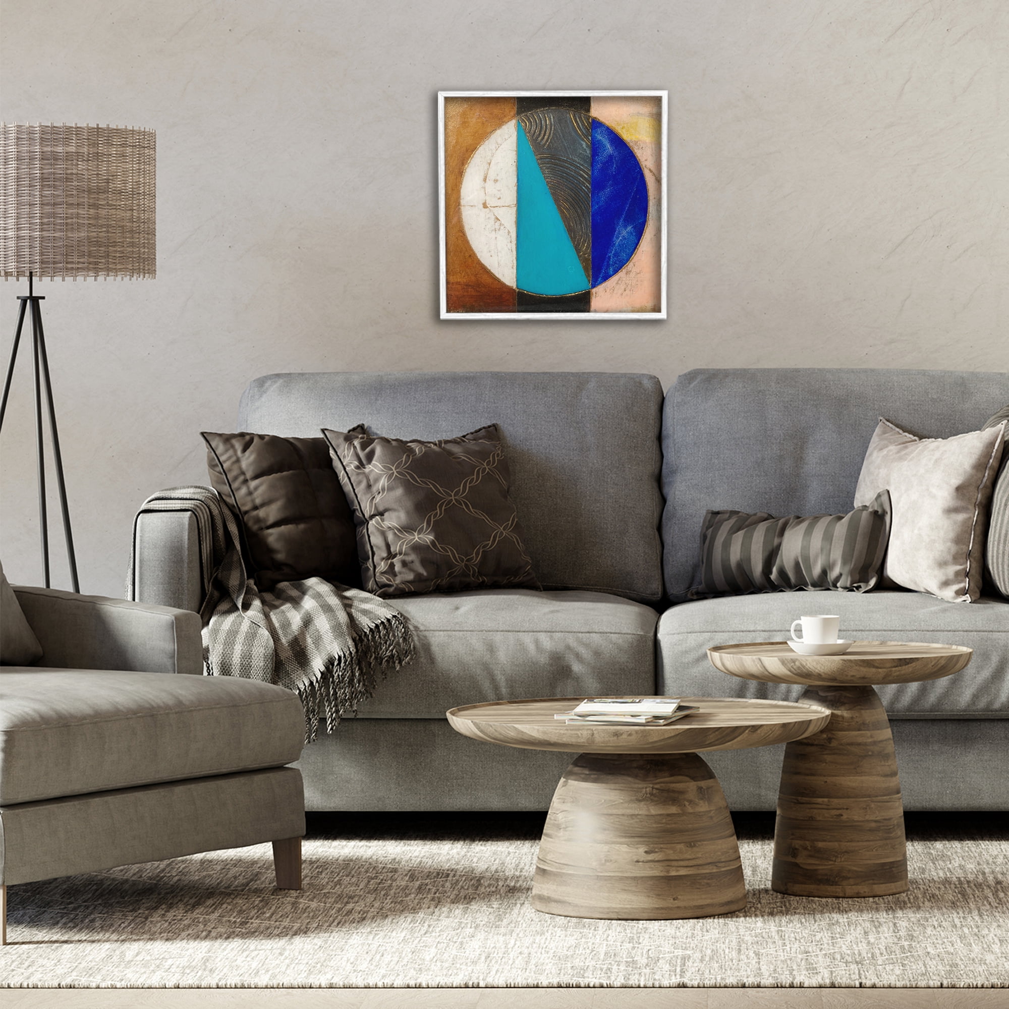 Stupell Industries Structured Circle Abstraction White Framed Giclee Art, design by Matthew Finger