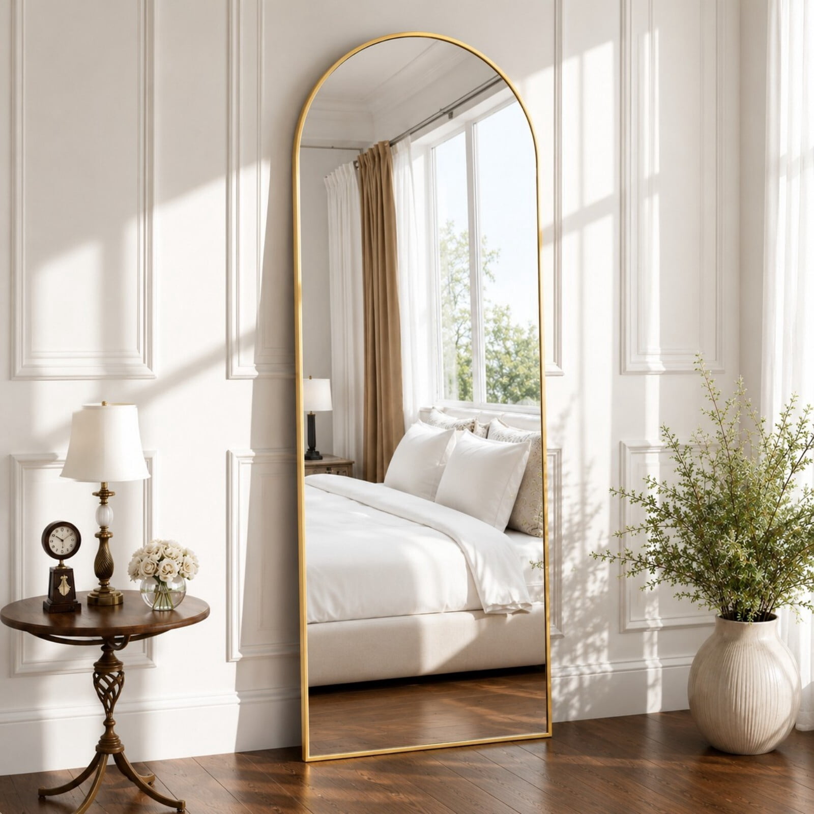 GRAHMCY 64"x 21.2" Arched Full Length Mirror Full Body Floor Mirrors, Gold