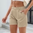 thumbnail image 6 of MIUOWANP Summer Women's Shorts with Pockets Solid Color Simple With Button Shorts Pleated Baggy Shorts Size XL(10)Khaki, 6 of 6