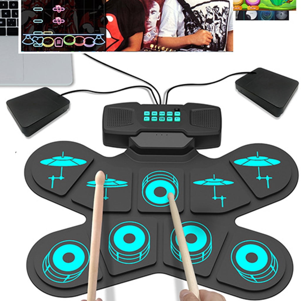 Drum Kits with Headphone Jacks, Built-in Speaker Drum Pedal Drum Stick Drum Pads