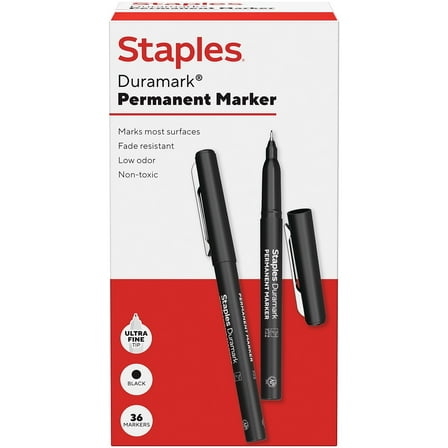 Staples Duramark Permanent Marker Ultra Fine Tip Black 36/Pack (ST62948)