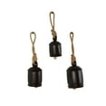 thumbnail image 6 of DecMode Tibetan Inspired Black Metal Bell Decorative Cow Bells with Jute Hanging Rope, 3 Count, 6 of 9