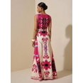 thumbnail image 2 of Hot Pink Geometric Floral Sleeveless Maxi Dress For Summer Festival, Vacation, Beach, Street Style, 2 of 7