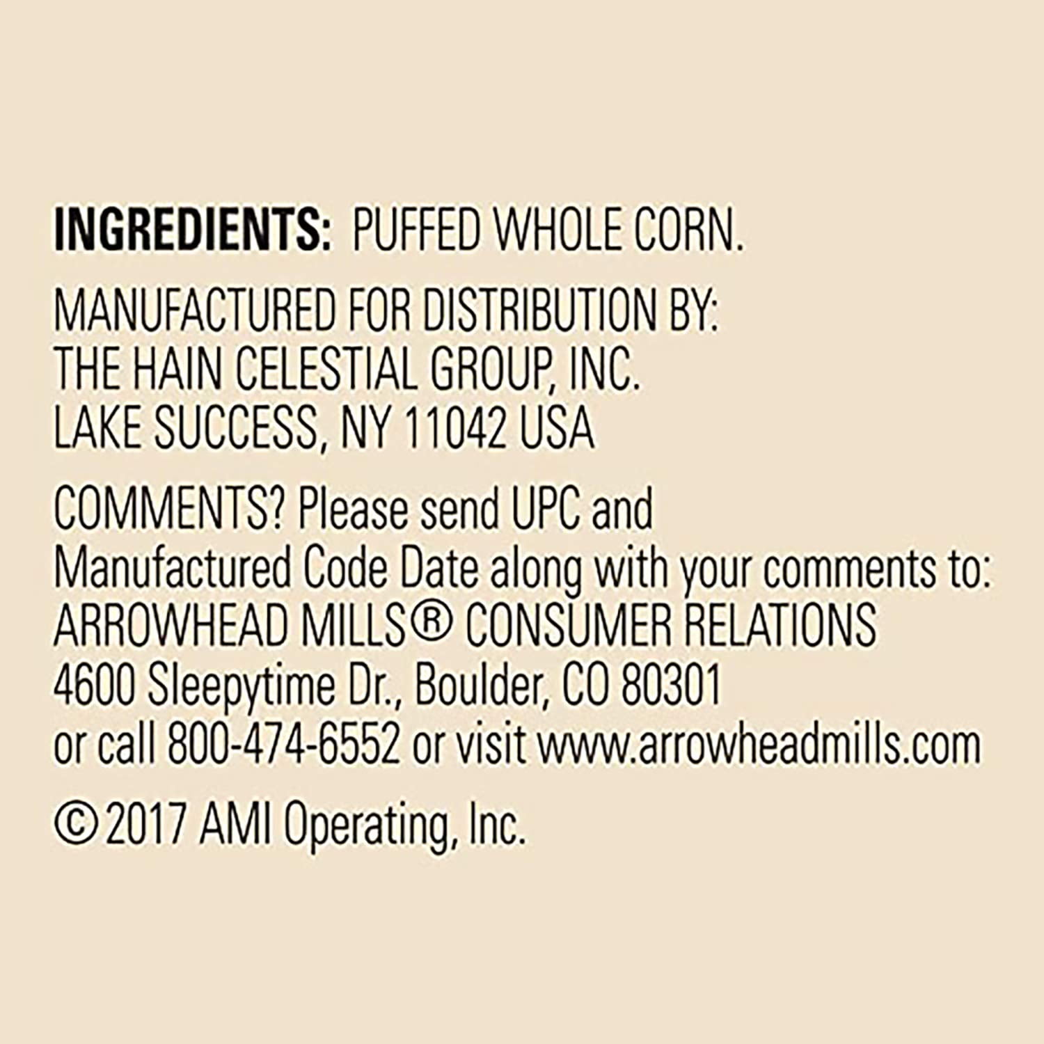 Arrowhead Mills Puffed Corn Cereal 6 oz Pack of 3