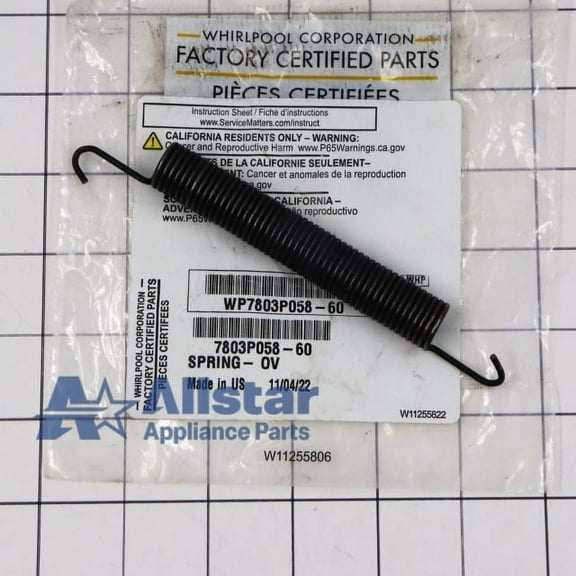 Whirlpool Range/Stove/Oven Door Spring WP7803P058-60