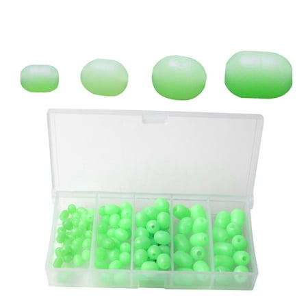 kesoto 100 Pieces Luminous ing Beads Oval Glow Eggs s Rig Beads Tools Float Round Beads for Fly ing River Beach