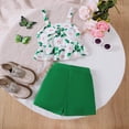 thumbnail image 3 of LYHaoo Girls Outfit Sets Girls Summer Outfits 2 Piece Set Cute Sleeveless Bow Tie Top And Shorts Casual Playwear For Toddler Kids Age 7 12 Sizes 9-10 Years(Green), 3 of 6