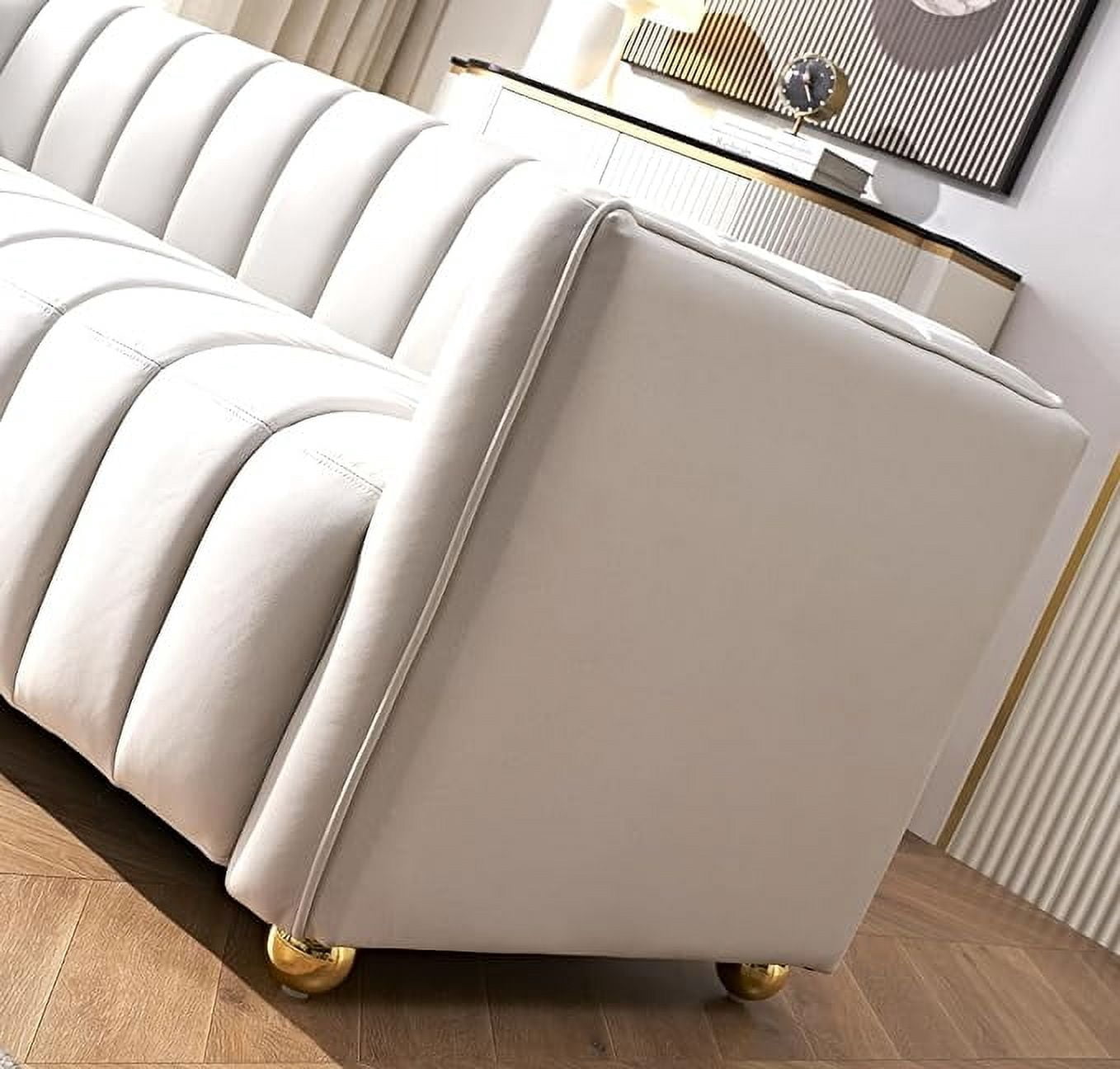 Glam Fabric Upholstered Solid Wood Frame 82.7" Art Deco Sofa