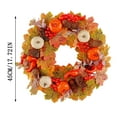 thumbnail image 2 of Fall Thanksgiving Autumn Door Wreath with Maple Leaf Pumpkin Berries and Green Leaves Decoration for Front Entry Wall Fireplace, 2 of 3