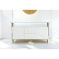thumbnail image 3 of Pangea Home Beverly Modern Glass & Polished Steel Buffet in Gold/White and Clear, 3 of 8