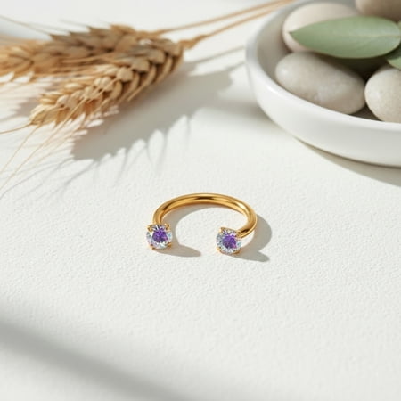 18G 8mm Stainless Steel Gold Aurora Horseshoe Nose Ring Internal Threaded Piercing Jewelry Free Auxiliary Tool Included