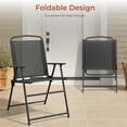 thumbnail image 4 of Arlopu 6-Piece Outdoor Patio Dining Set, Round Glass Table & 4 Folding Textilene Chairs & 65″ Umbrella for Poolside Backyard Garden, Black, 4 of 12