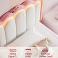thumbnail image 3 of Cocosity Pink Velvet Upholstered Platform Twin Size LED Bed Frame with Drawer Adjustable Lighted Headboard for Girls Kid's Bedroom, 3 of 12