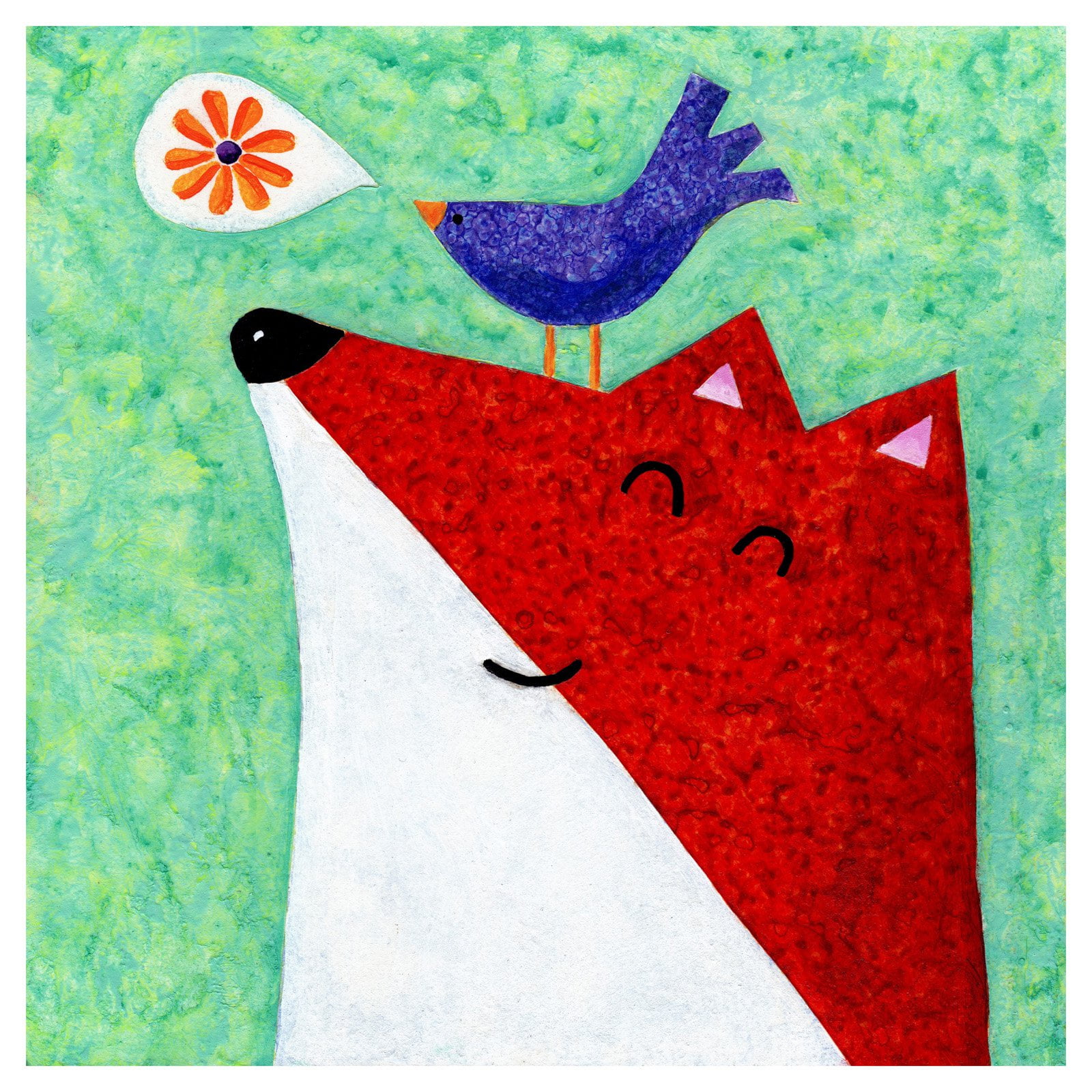 Marmont Hill - "What Does the Fox Sing" by Janet Nelson Painting Print on Wrapped Canvas
