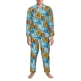 thumbnail image 3 of Honeii Sunflowers Pattern Mens Pajamas Set,2pcs Men's Lounge Long Sleeve Sleep Shirt and Pajama Bottoms Sleepwear Set,Mens Pjs Sets-X-Large, 3 of 7