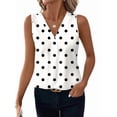 thumbnail image 3 of Women'S Casual Polka Dots Tank Tops V Neck Sleeveless Tunic Shirts White XXL, 3 of 9